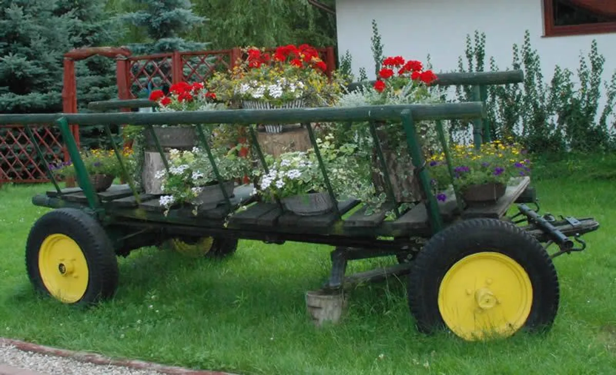 Wóz kwiatowy — dekoracja ogrodowa AgroFarma Gołaszewo