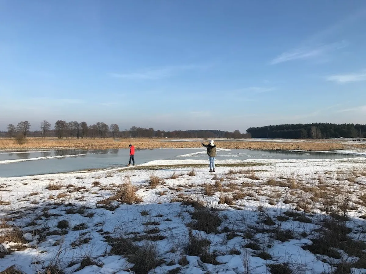 Zimowy spacer nad rzeką w Gołaszewie